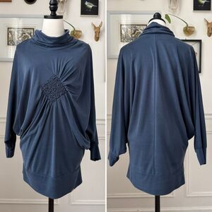 Vintage Favori French Brand Dolman Tunic Mini Dress Blue 38 M 8